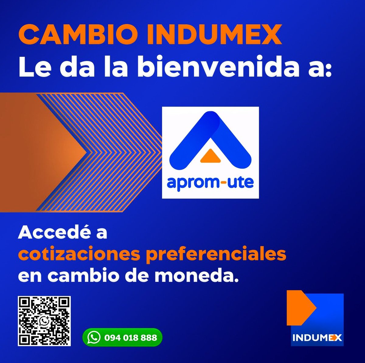 ApromUte's tweet photo. 🤝✨💰 Accedé a cotizaciones preferenciales. 

📲 Te recomendamos agendar desde ya el contacto:
INDUMEX – 094 018 888 📞

👉 Guardalo  para tenerlo siempre a mano cuando necesites realizar un cambio de moneda.

💙🧡 https://t.co/0z37hhjxAG