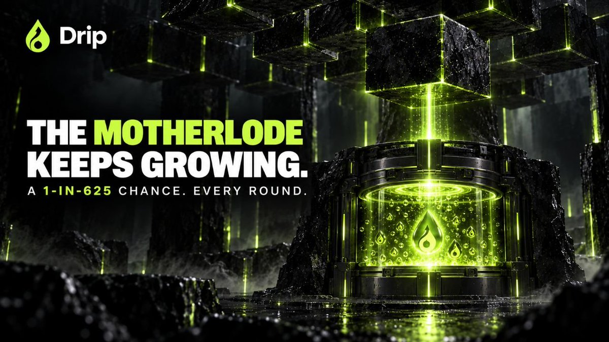 Drip_Robinhood's tweet photo. Some rewards are distributed every round.

Others keep growing until one block unlocks everything. 💧

Introducing the DRIP Motherlode.

A portion of protocol revenue is added to the Motherlode after every mining round.

Each new round brings a **1-in-625 chance** of unlocking it.

If triggered, miners on the winning block share the accumulated Motherlode proportionally to their positions.

If it isn’t triggered?

Nothing disappears.
The Motherlode rolls over.
It keeps growing.
The next round gets another chance.

One block could unlock what hundreds of rounds have built.

$DRIP is coming.