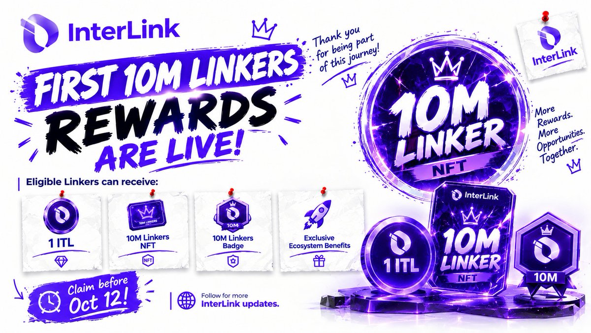 TimXWeb3's tweet photo. 🎆 FIRST 10M LINKERS REWARDS ARE LIVE! 🌐🔥

Eligible Linkers can receive:
💎 1 ITL
🪪 10M Linkers NFT
🎁 10M Linkers Badge
🚀 Exclusive ecosystem benefits

⏳ Claim before Oct 12!

🎁 Claim: https://t.co/tHeI4koRty

🔗 Join: https://t.co/6lTOs6FpiV

#InterLink #ITLG #ITL #Web3 https://t.co/N4nMpHPr9r