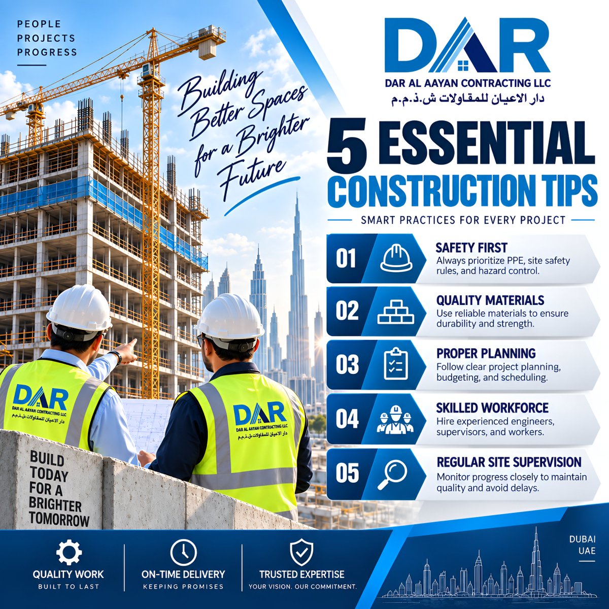dargroupme's tweet photo. 5 Essential Construction Practices that create quality, safety, and lasting results. 
#DarAlAayan #DubaiConstruction #UAEConstruction #DubaiContractors #DubaiBuilders #ConstructionCompany #CivilEngineering #ArchitectureDubai #ConstructionManagement #BuildingTheFuture https://t.co/mWebeQTD87