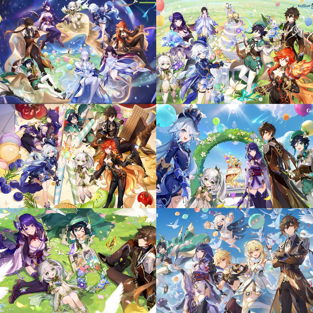 Gacha_Zone's tweet photo. ALL ARCHONS ANNIVERSARY ARTS  

#GenshinImpact https://t.co/bXrisbfler