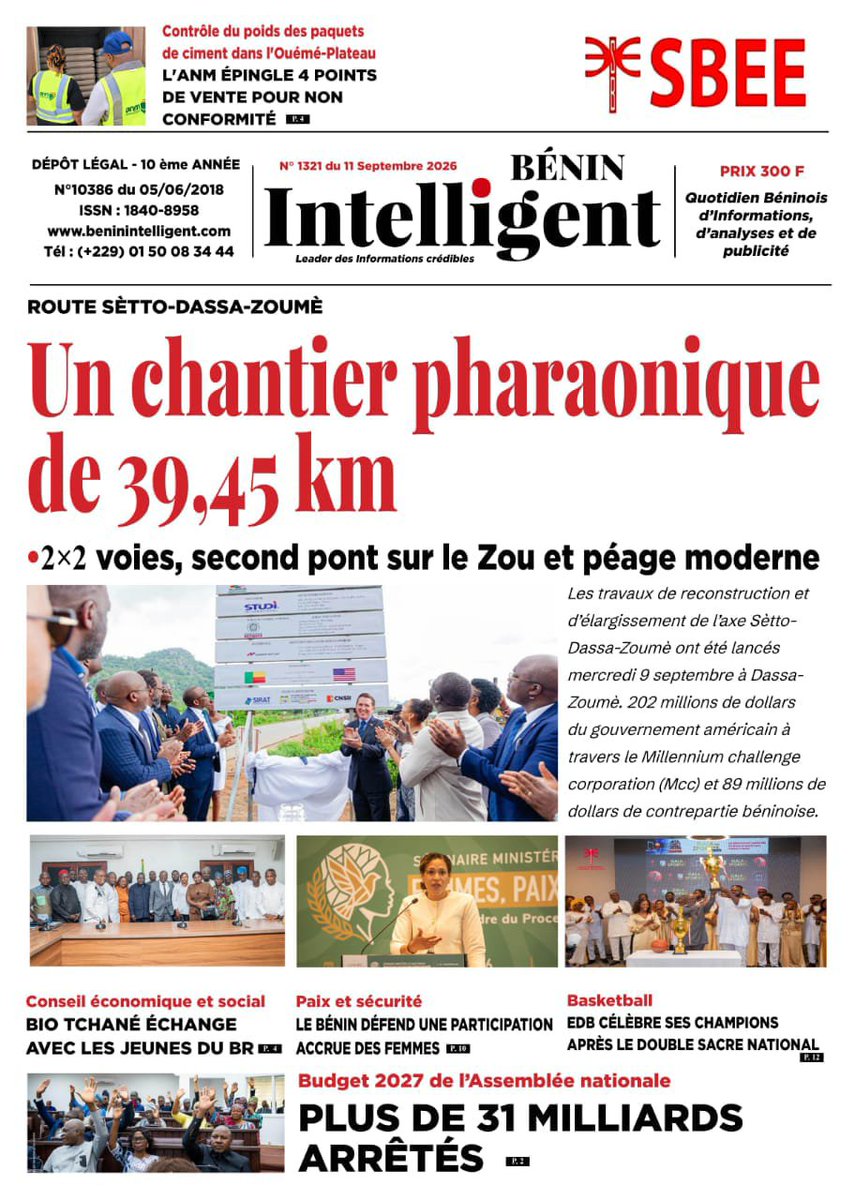 BeninBnin's tweet photo. Parution du vendredi https://t.co/kkqiVTpIHE