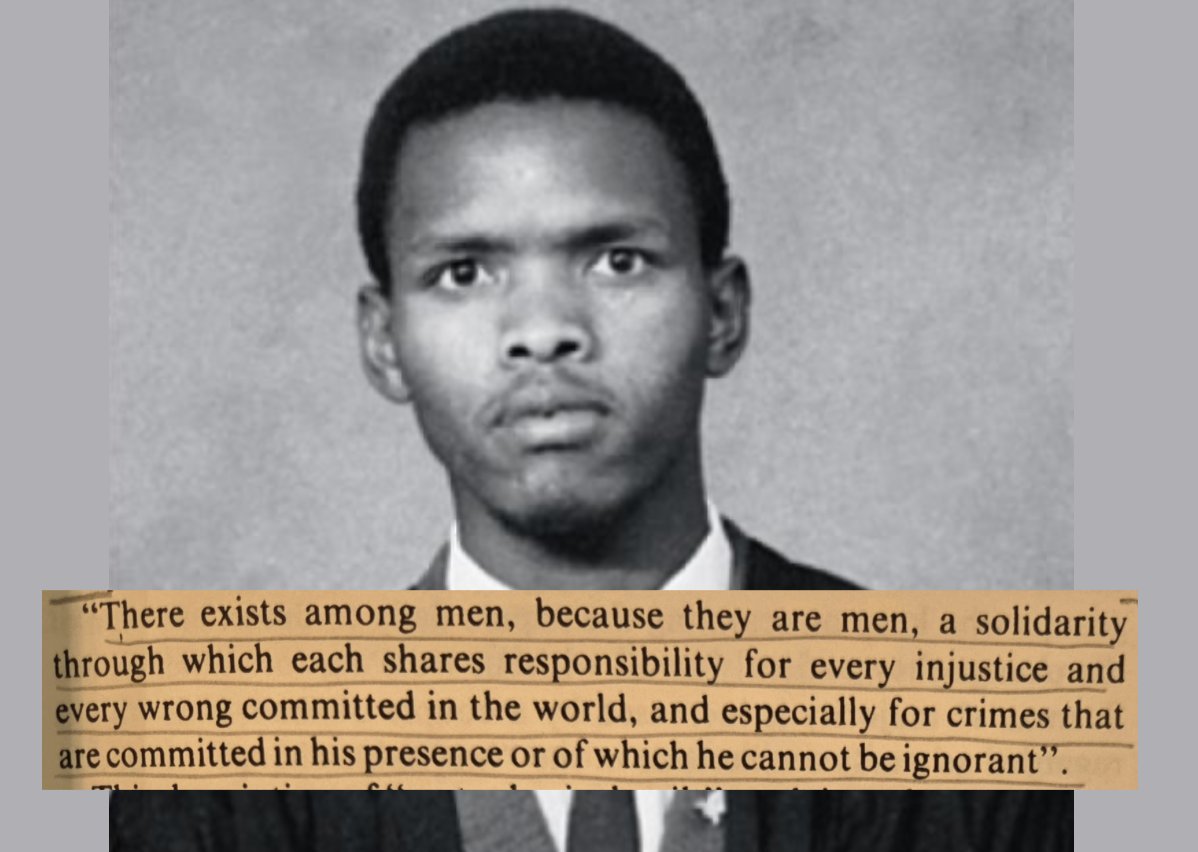 KavitaAlguMD's tweet photo. On this day 49 years ago, 30 year old Steve Biko was beaten to death by South African police.

Biko had been a medical student himself. The police who killed him were not the only ones responsible for his death, but so are the doctors who were supposed to care for and advocate for him while he was in custody.

Dr. Ivor Lang examined him while he was slurring his speech, not moving his body properly, and not making urine. 

Dr. Lang falsified records, certifying that he found "no evidence any abnormality or pathology".

Dr. Benjamin Tucker, the chief district surgeon, also then examined Biko. He consulted with Dr. Colin Hersch who was concerned about brain injury and ordered a test of the fluid around Biko's brain and spine.

The test showed enormous amount of blood (a normal test of this fluid would have no blood). 

Drs Lang and Hersch falsified medical records to indicate the test result was "normal".

At times some of the doctors did recommend transfer to hospital, which the police denied.

Biko collapsed. Dr. Tucker signed off on transferring him over 1,000km away. 

Biko was transferred with no medical monitoring, no medical escort, and handcuffed and without clothing, in the back of a police vehicle.

No medical handover was given to the receiving medical team and Biko did not get any significant medical treatments. 

He was left completely alone and unmonitored and died on the floor of his cell.

South Africa's professional physician bodies found no misconduct on the part of the doctors involved in Biko's death.

7 years later, a group of doctors took the South African Medical and Dental Council to the Supreme Court who ruled against the council, forcing them to hold disciplinary hearings. 

Dr. Tucker was found guilty of disgraceful conduct and was stripped of his license. He was reinstated years later.

Dr. Lang was found guilty of improper conduct. He received a mild caution. He kept working until his retirement.

There were no findings against Dr. Hersch and no action was taken against him.

Steve Biko was killed by a violent racist system, from the police, to the doctors, and the medical organizations that protected them. But he left us with his words and he left us with his legacy. 

It is up to us to continue his work of dismantling systems of oppression and building a world we believe in. 

He has had a great impact on my own thinking, like millions of others. May he rest, and may his legacy continue to  grow through us all.