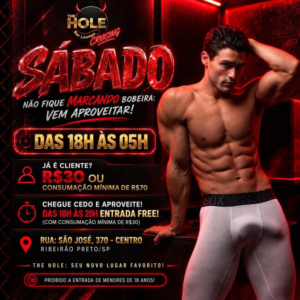 the_hole_rp's tweet photo. Não perca a oportunidade de ter um sábado inesquecível! Vem! 😉

Obs: EXCLUSIVO para público gay masculino.

Proibido a Entrada de Menores de 18 Anos! 🔞

#theholerp #barlounge #bargay #barcruising #ribeiraopreto https://t.co/UyIsFe9X5C