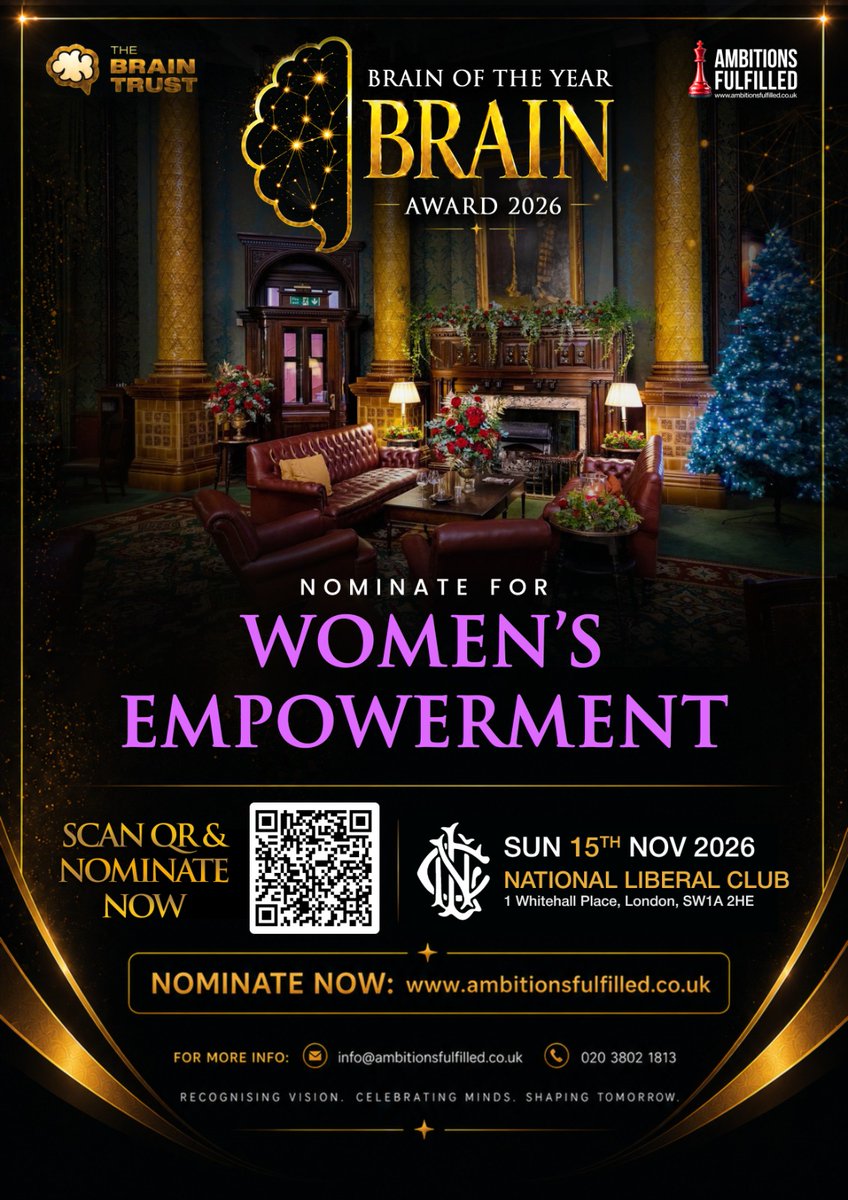 AMBITIONSF36476's tweet photo. ✨ Nominations are now open for the Brain of the Year Award 2026! 🧠🏆

We are proud to celebrate and recognise inspiring women who are making a difference, breaking barriers, empowering others, and creating meaningful change.

Nominate now: https://t.co/M2JMAlzphw https://t.co/OfWd9hYBIe