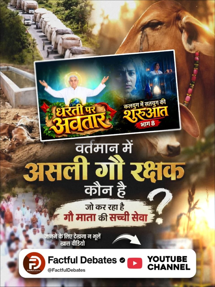 DevendraNiofwi's tweet photo. #कलयुगमें_सतयुगकी_शुरुआत_भाग8
वर्तमान में असली गौ रक्षक कौन है जो ��र रहा है गौ माता की सच्ची सेवा। 
जानने के लिए देखना न भूलें खास वीडियो कलयुग में सतयुग की शुरुआत भाग 8 Factful Debates YouTube Channel पर।
Factful Debates YouTube Channel https://t.co/vAz1Xn4EMD