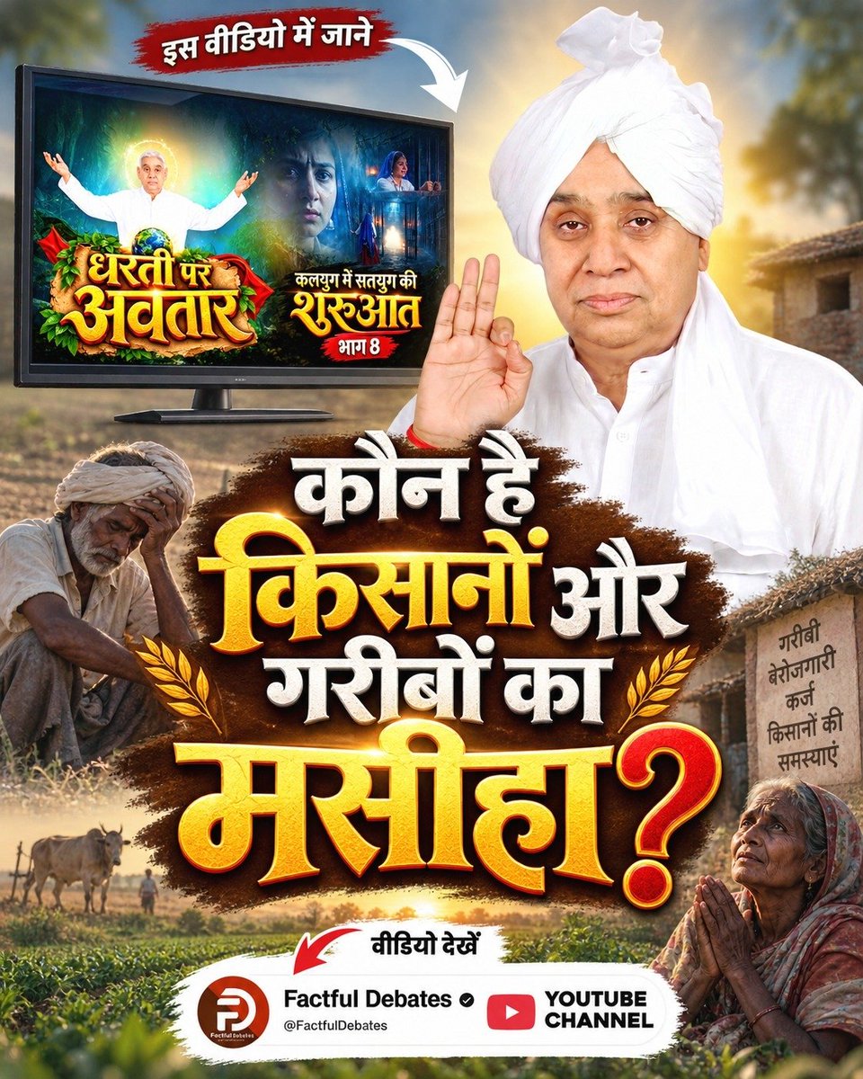 omsom210313's tweet photo. #कलयुगमें_सतयुगकी_शुरुआत_भाग8
कौन है किसानों और गरीबों का मसीहा?
धरती पर अवतार!
सच्चा हमदर्द हमारा कौन है? और अभी तक क्यों मौन है? 
कलयुग में सतयुग की शुरुआत भाग 8
Factful Debates YouTube Channel 
#VantaraCares
Madhuri https://t.co/Ta51sMKzzT