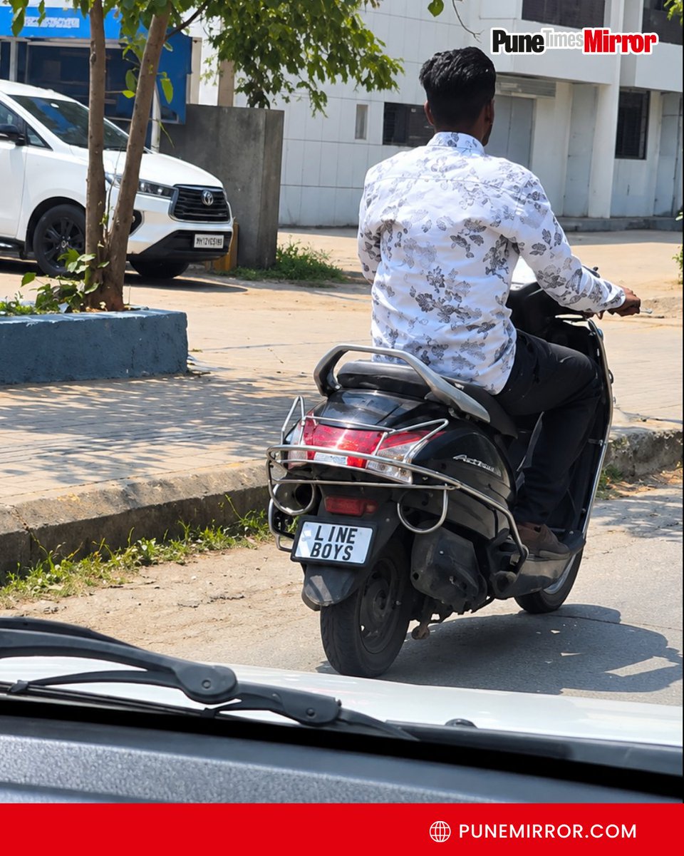 ThePuneMirror's tweet photo. Despite mandatory HSRP rules, vehicles sporting customized fonts, illegal symbols, and loud modified exhausts continue to roam Pune’s streets unchecked, raising serious questions over enforcement by the RTO and Traffic Police.

#punetraffic #PuneRTO #HSRP #TrafficViolations #pune