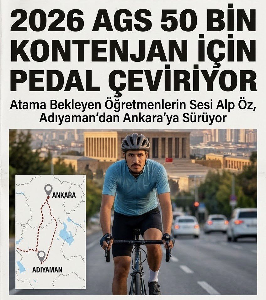 beyzaviseyler's tweet photo. Adıyaman'dan Ankara'ya tek yürek: Okullarımızın öğretmen ihtiyacının giderilmesi için 2026 AGS 50 bin! @RTErdogan @Yusuf__Tekin @oktay_saral @memetsimsek @PrfDrFilizKilic @tgrthabertv @showanahaber @nowhaber #PedalımızAGS50Binİçin https://t.co/ajN3ejh7jP