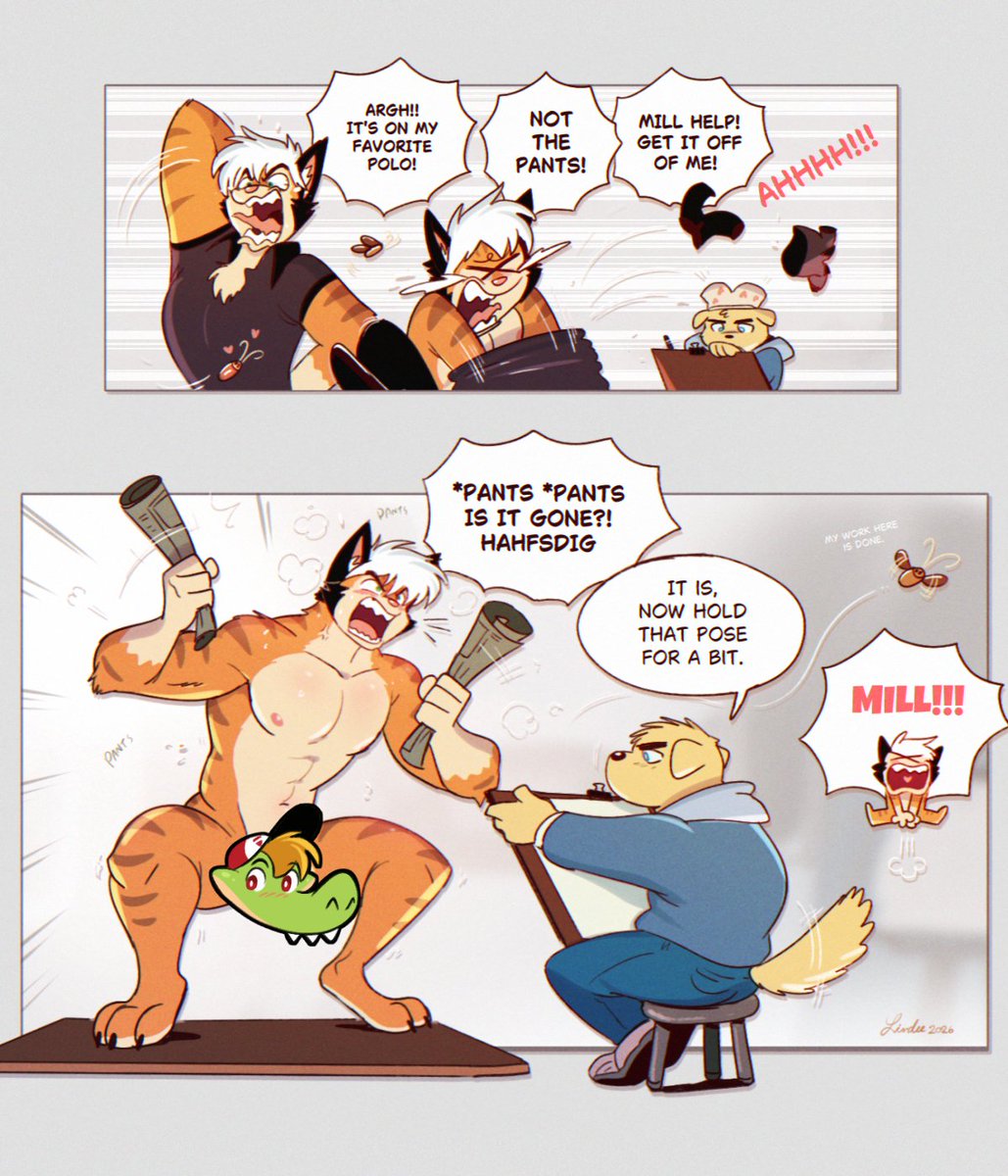 PitiYindee's tweet photo. How will Oat prevent his wardrobe malfunction curse from triggering this time? The answer: HE CAN'T WHEN MILL IS AROUND! 💦

SeptENMber #2: 🐶 DRAW! 🐱🍑 https://t.co/kPTrpJd7BA