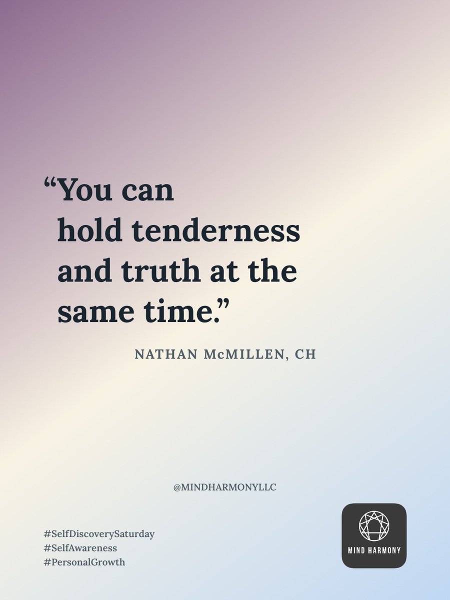 MindHarmonyLLC's tweet photo. Tenderness and truth belong in the same room.

#SelfDiscoverySaturday #SelfAwareness #PersonalGrowth #MindHarmony #PersonalizedGrowth #EveryDayChange https://t.co/VfACsj9JLl