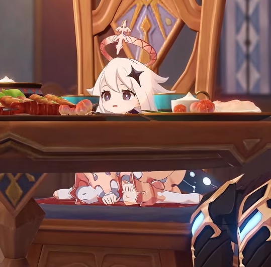 tnbeeat's tweet photo. WAIT PAIMON IS SITTING DOWN!? THATS CRAZY https://t.co/sFjwM3QQ6w