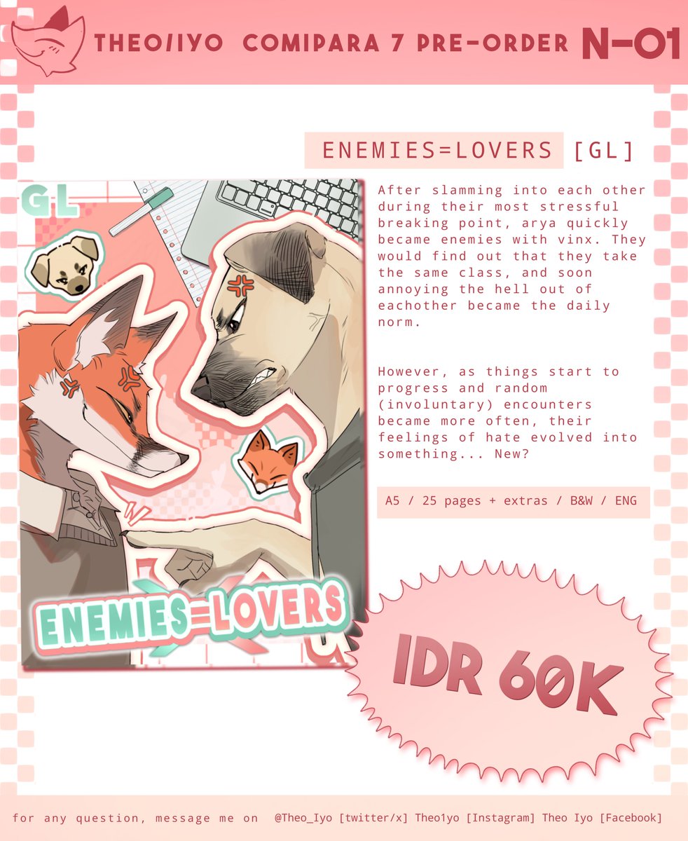 Theo_Iyo's tweet photo. RT + ❤️ are appreciated! ]

Theo/Iyo Original FURRY GL Pre-Order Open!  [Pick-Up only!]

📅 12 - 20 September 2026.
📍Booth N-01 "RM2D" Both Days.
💌 Original GL comic

🔗 Pre-order link below!!

#comipara7
#comipara7catalogue https://t.co/gS9AU7vvzK