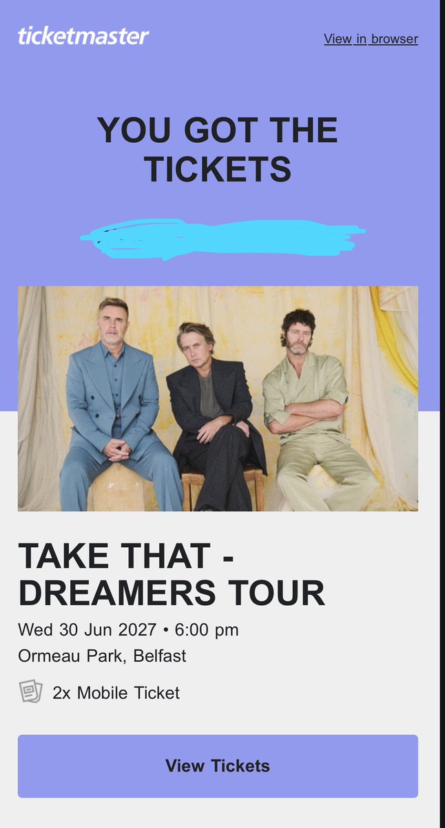 Timothy43563549's tweet photo. @GaryBarlow see you at the Dreamers Tour June 30th 2027, Belfast…..so ecstatic to be going 😆😆😆 https://t.co/hAcaHmDEGl