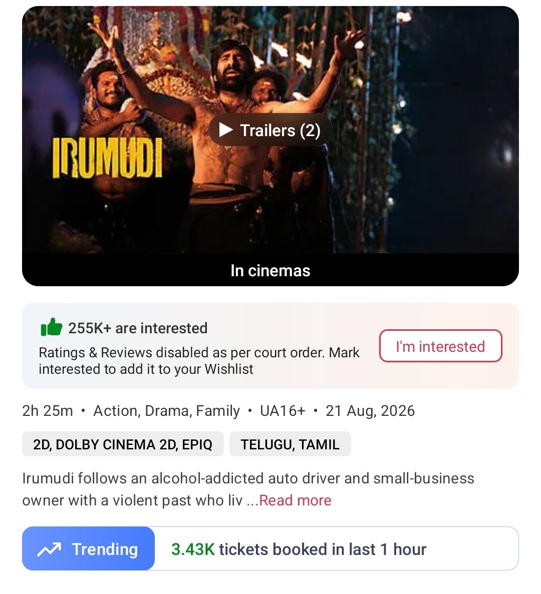 iamrounak11's tweet photo. Remember when #AkshayKumar fans said #VikramRathore was better than the original #Vikramarkudu and mocked Ravi Teja as the “Akshay Kumar of Tollywood”? 😂
Fast-forward to today:
🔥 #Irumudi — released Aug 21: 3.43K tickets sold in the last hour
💀 #Haiwaan — released Sep 11: 1.35K tickets sold in the last hour
A 22-day-old #RaviTeja film is selling more tickets per hour than a 1-day-old Akshay Kumar film. 😭
They wanted the remake to be better than the original.
Now the “Akshay Kumar of Tollywood” is making the original look like the remake. 🥶💀