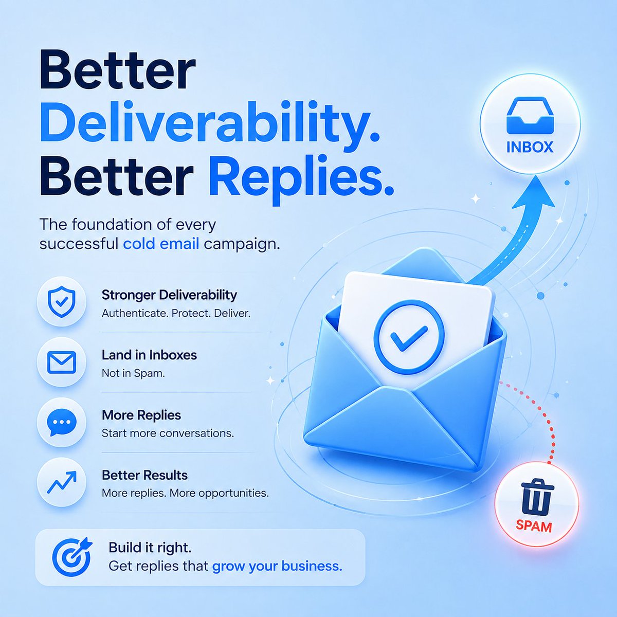 26_cold_email's tweet photo. Better deliverability = better replies. 📩

Cold email success isn’t just about writing a great message.

It starts with making sure your emails actually reach the inbox.

Focus on:
• Strong domain reputation
• Proper SPF, DKIM & DMARC
• Healthy sending practices
• Consistent inbox placement

Reach the inbox first. Start conversations next.
#ColdEmail #EmailDeliverability #B2BSales #LeadGeneration