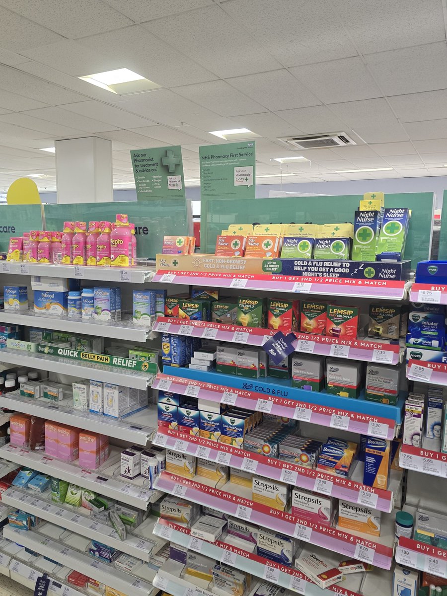 ianblake72's tweet photo. @BootsUK you are taking the mickey. "Buy one get one half price" everywhere on cold&amp;flu stuff. We bought NightNurse. However, that is not on the offer. It says "selected lines only" in the small print but even that was covered up.
Do you deliberately misdirect customers? https://t.co/47ZxI59qbo