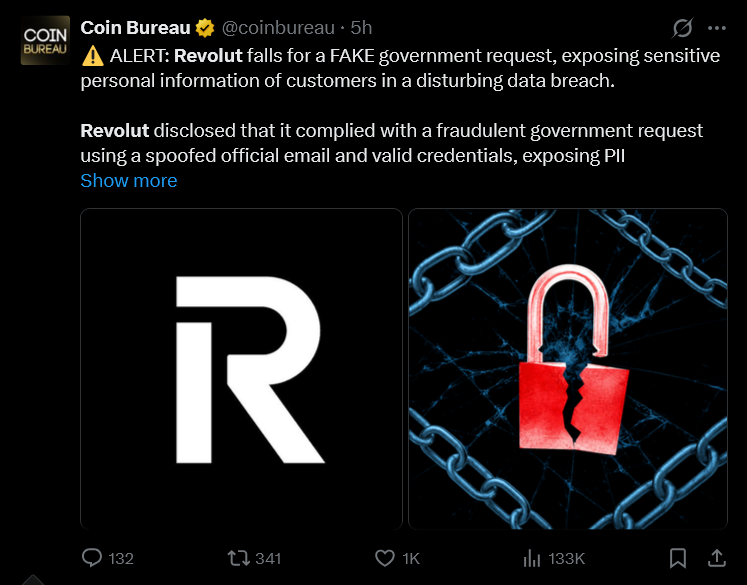 atrium_lab's tweet photo. It's not just hacks due to improvements in AI, social engineering hacks are also greatly on the rise!

If you're affected by this social engineering data leak, be very careful, please! 🙏

If you are affected, you should have received an email from Revolut. https://t.co/FwwjX2gvY5