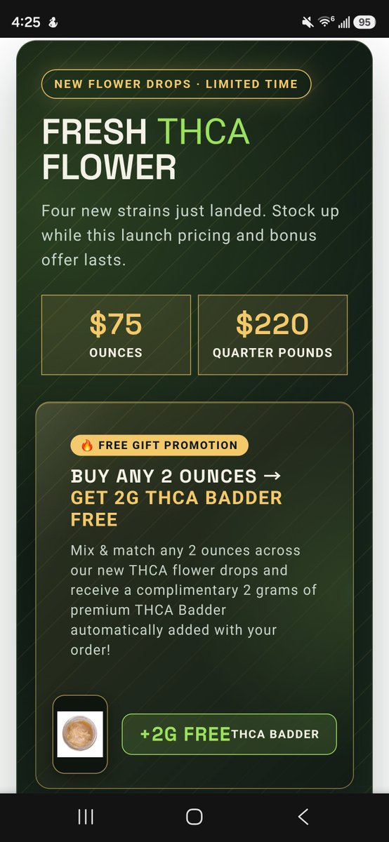 OGCannaCompare's tweet photo. Get 2 ounces for $150 and claim your free 2 grams of badder wax! Weekend specials live now https://t.co/qHEHuJw4Ry https://t.co/UReWhoSEU7