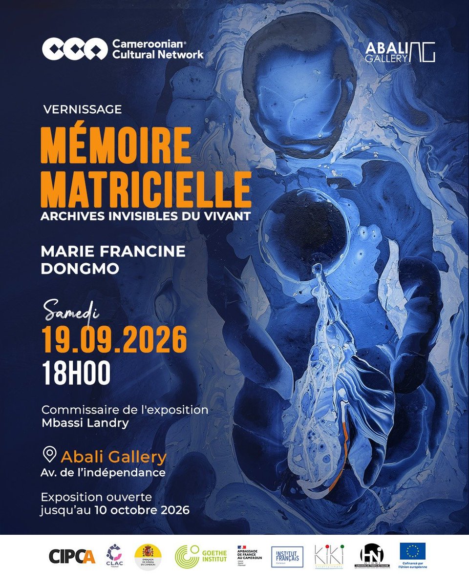 abali_gallery's tweet photo. Bonjour chers amis,

Nous avons le plaisir de vous annoncer la prochaine exposition à ABALI GALLERY :

« MÉMOIRE MATRICIELLE »

Marie Francine NDONGMO

📅 Vernissage : samedi 19 septembre 2026
🕕 À partir de 18h00
📍 ABALI GALLERY – Yaoundé https://t.co/xYmbXJAOHX