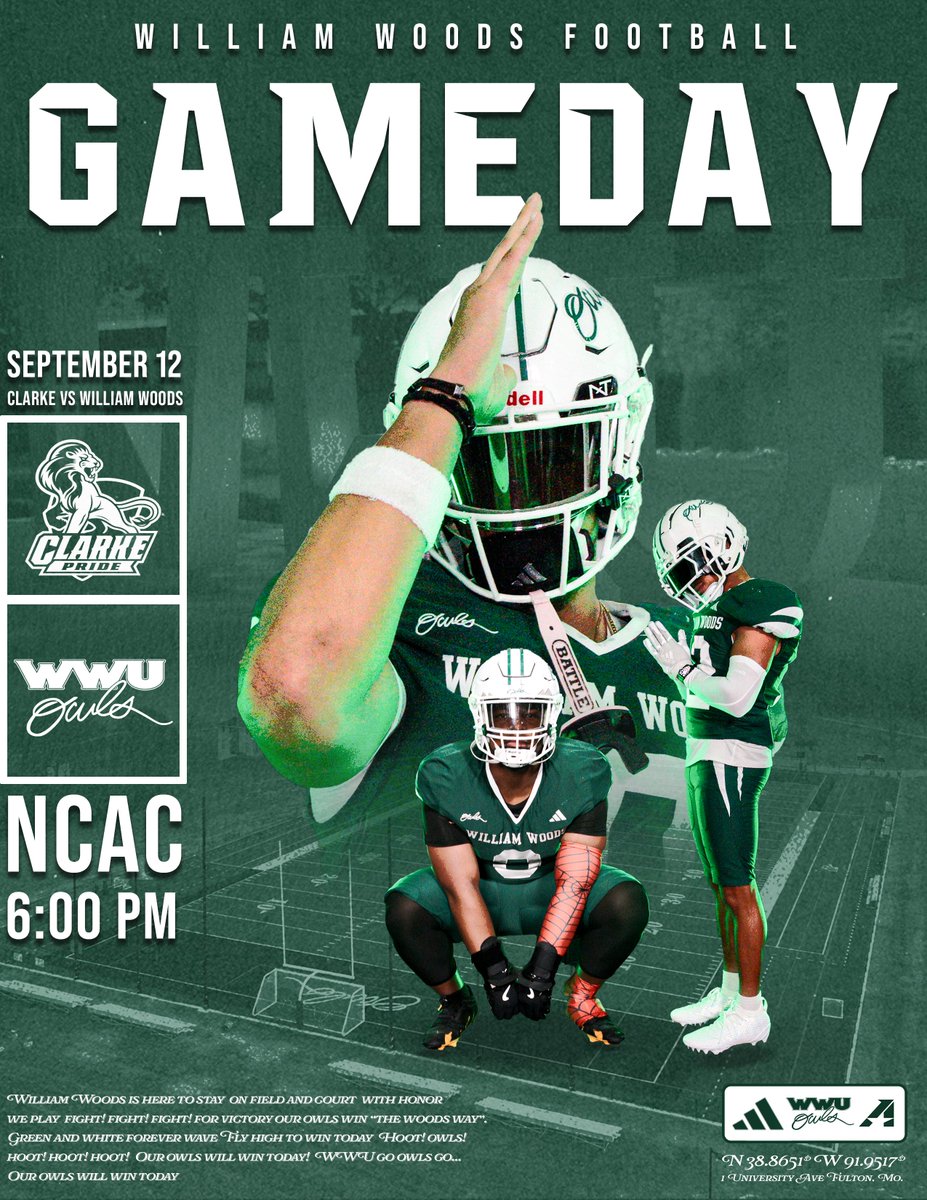 wwuowls's tweet photo. WE’RE HOME. 🦉🏈

Owls football is at the North Campus Athletic Complex for the first time in 2026!

🆚 Clarke University Pride
🕰️ 6 p.m.

BRING THE NOISE. PACK THE WOODS. 🌲

#GoOwls #ScreechEm #BillyTwigs https://t.co/PaFAT6exxQ