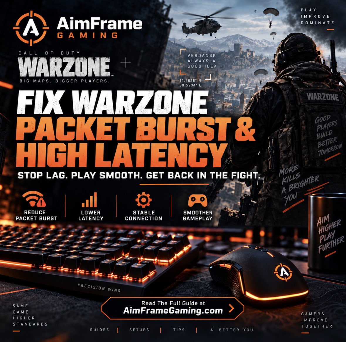 AimframeGaming's tweet photo. Warzone Packet Burst &amp; High Latency ruining your matches?

Fix lag spikes, delayed hit registration, rubber-banding, and unstable connection with this step-by-step guide.

Read it here: https://t.co/8h9iU2Yp1K

#Warzone #CallOfDuty #PacketBurst #WarzoneTips #Gaming https://t.co/tt8qMt88lp