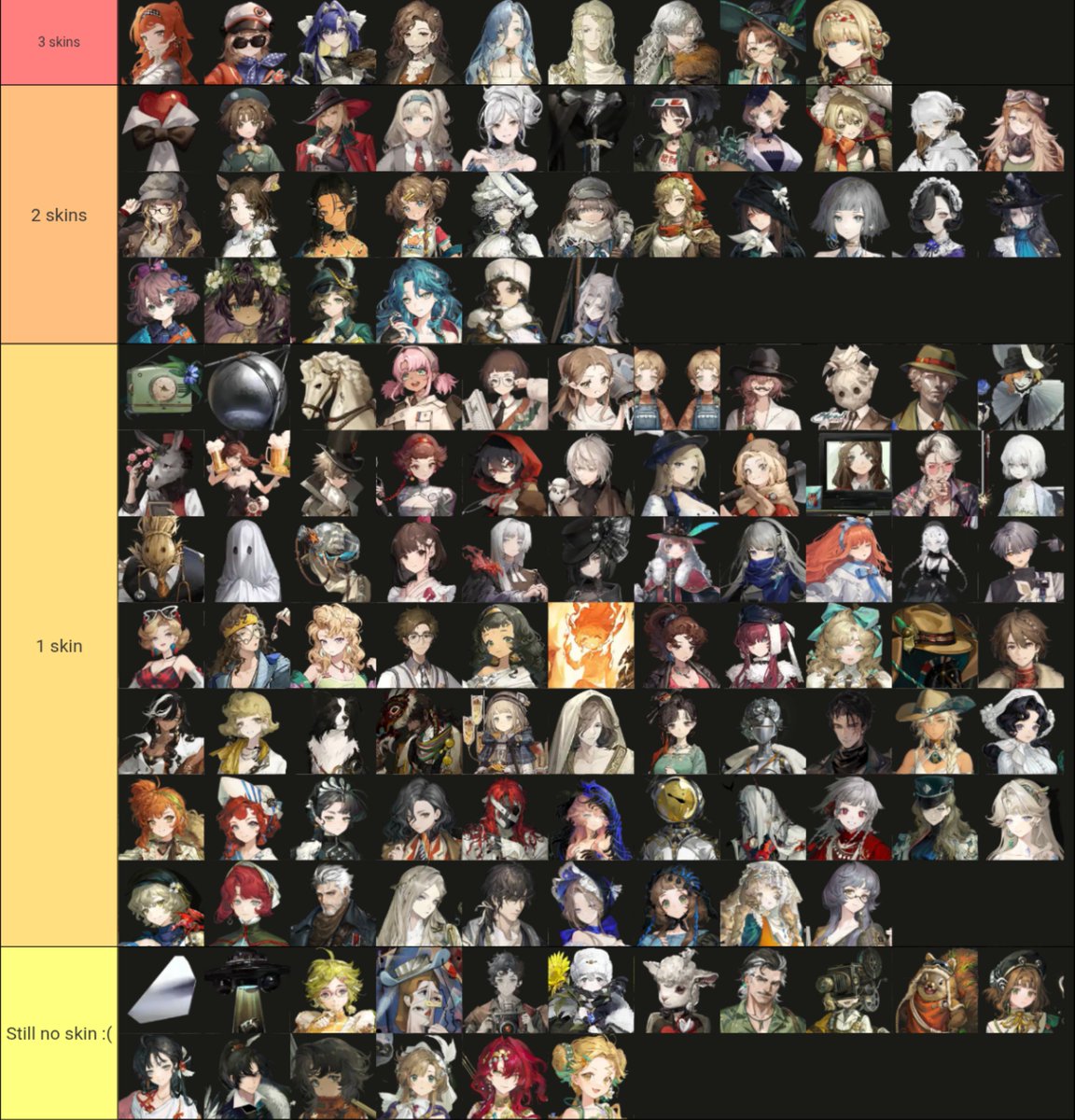froginprogress's tweet photo. The fact there's still 3 1.0 characters without a skin is a TRAVESTY https://t.co/9xB0H7T5V5