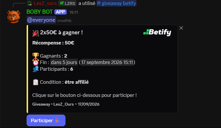 leszoursoff's tweet photo. GIVEAWAYS 2X50€ POUR LES AFFILIES @Betify 

PARTICIPATION 1ER COMMENTAIRE !! 

LIKE &amp; RT . https://t.co/6CZMeYKHR5