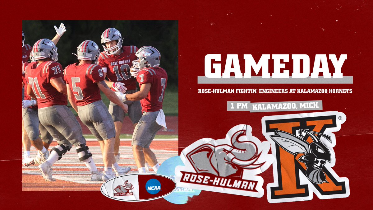rhitsports's tweet photo. 🏈: Rose-Hulman football returns to action on the road, facing Kalamazoo TODAY at 1 PM. #GoRose

📍: Kalamazoo, Mich.
⏰: 1 PM
📺: https://t.co/Uori8ej8WM
📊: https://t.co/yqvjNt23AP
📄: https://t.co/MIk6RlYUat https://t.co/3dzm5ynAnV