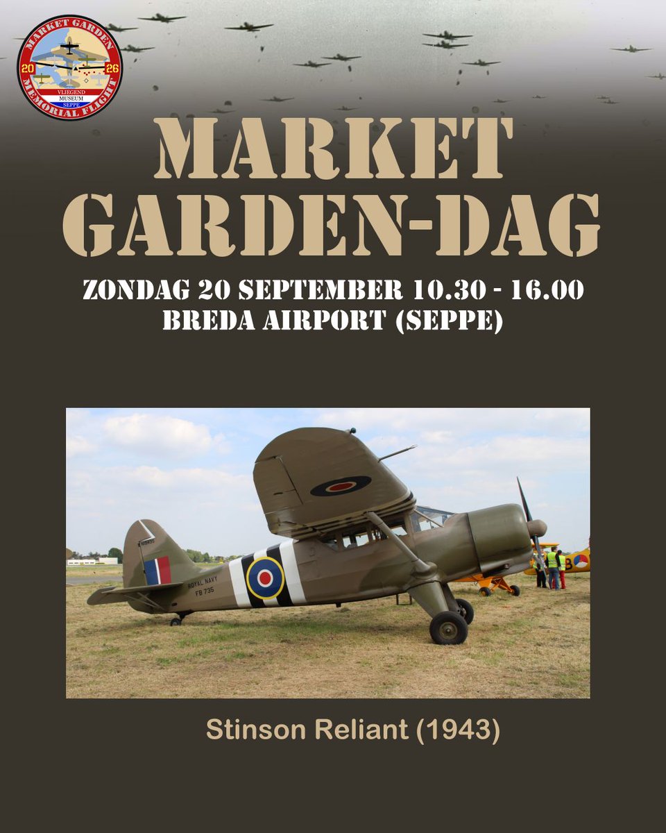vliegendmuseum's tweet photo. Bevestigd: Deze Stinson Reliant uit 1943 zal aanwezig zijn op ons Market Garden event op 20 september! Aankomst verwacht rond 11:00 uur, vertrek rond 15:00 uur. https://t.co/aPJ2nyLCIU