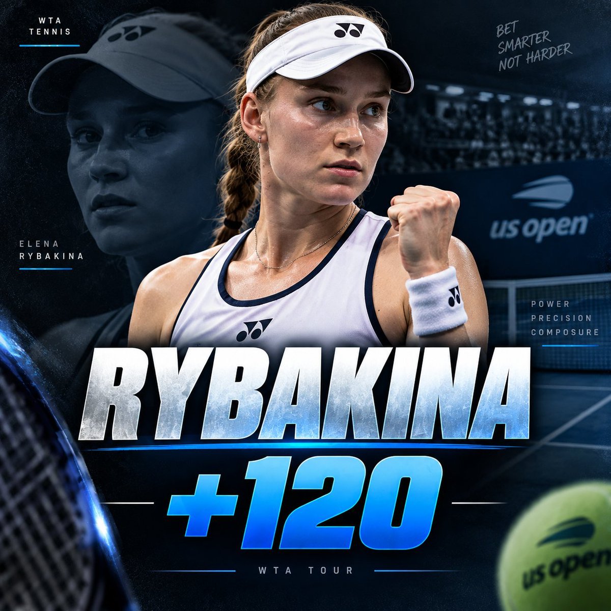Justinpicks1's tweet photo. US Open 🇺🇸

Rybakina +120 1.5x

🩵= Tailing 

Let's get 4 straight 🎾 FP winners https://t.co/bArmSvJ3cR
