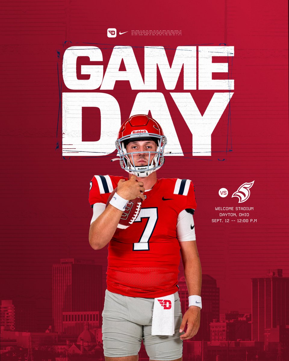 DaytonFootball's tweet photo. GAMEDAY‼️ 

🆚 - Thomas More
📍 - Dayton, Ohio
🏟️ - Welcome, Stadium
⏰ - 12:00 P.M
💻 - https://t.co/HVDbqVGyvW

#FlyerFootball // #TheLink https://t.co/FQxAVpwtOj