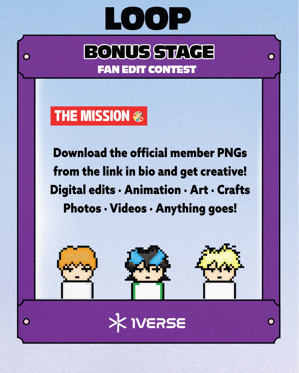 1VERSE_official's tweet photo. Enter the LOOP Bonus Stage contest by 9/18 midnightPST for an ultimate prize from the members!
#1VERSE #유니버스 #1VERSE_LOOP #LOOP #LOOPBonusStage https://t.co/Xb4bFlFwJj