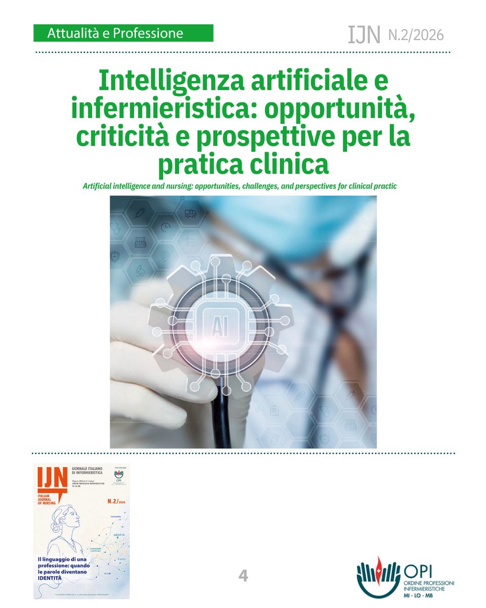 IJNursing's tweet photo. Intelligenza artificiale e infermieristica: opportunità, criticità e prospettive per la pratica clinica.
L’intelligenza artificiale può migliorare sicurezza, monitoraggio clinico e organizzazione del lavoro infermieristico.
Leggi l’articolo su IJN.
👉 https://t.co/H4V0go4E2D https://t.co/P7qCqLKKmN