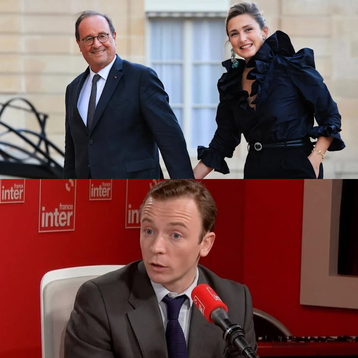 LBleuBlancRouge's tweet photo. 🔴😳 Julie Gayet, actrice et compagne de François Hollande a signé une tribune pour que le journaliste de droite Charles Sapin soit viré de France Inter. https://t.co/B71vrcBT0e