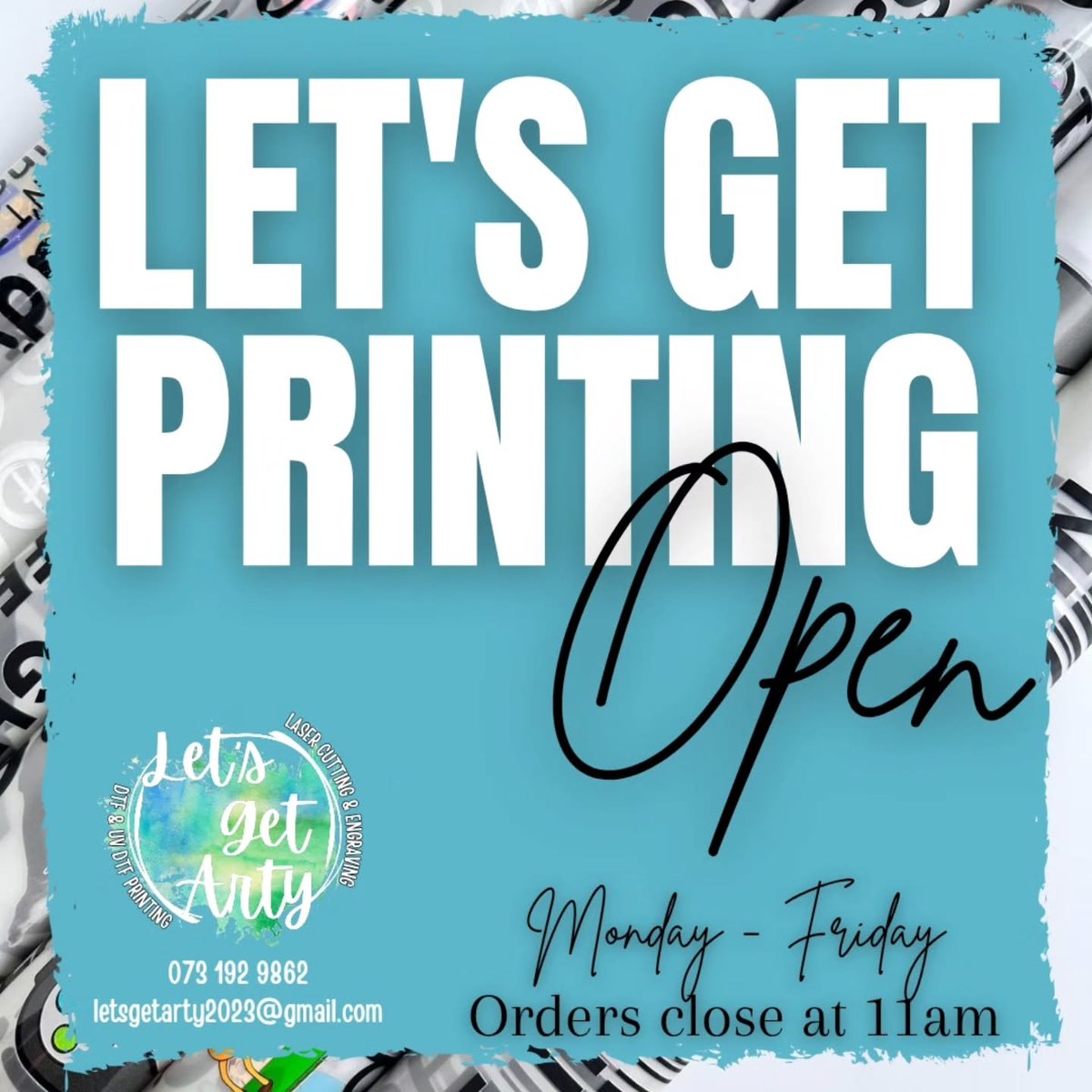 EdythSollitiny's tweet photo. LET’S GET PRINTING! We’re open and ready to print your orders. Monday–Friday 
Orders close daily at 11am. Don’t miss out—place your order early! https://t.co/F01QgVtTUv