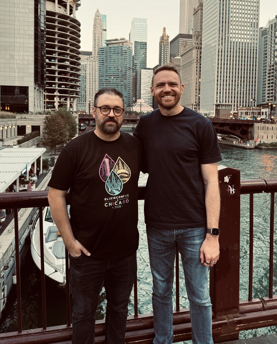jesseleite85's tweet photo. Finally got to hang with @derrickreimer after working with him on @savvycal for almost a year now! Feeling very blessed by this guy π₯°
#ElixirConf #ElixirConfUS #ElixirConfUS2026 https://t.co/XFheILz3Ps