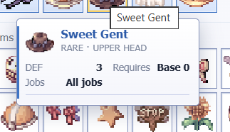 A27Star's tweet photo. Found a Sweet Gent in my collection! This RARE Upper Headgear gives DEF 3, requires Base 0, and can be equipped by All jobs. A simple but stylish piece for any build while grinding. @IdleROGame #IdleRO https://t.co/iuuaueFazo