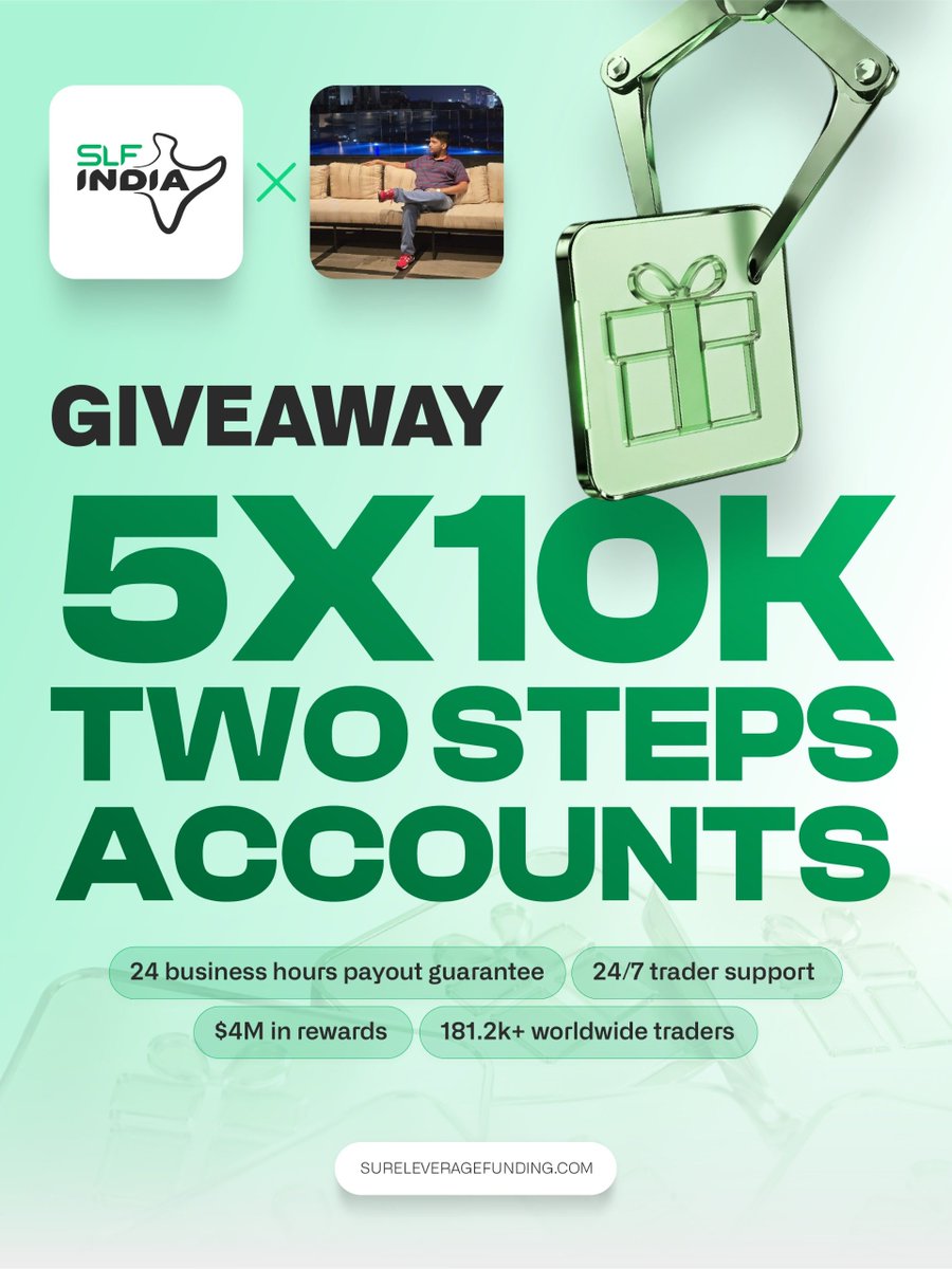 adityaomyt's tweet photo. $50,000 GIVEAWAY ALERT🔥

The wait is finally over.

We're giving away 5 × $10K @SureLeverage 2-step accounts to the community! 💰

To enter:

1️⃣ Follow @adityaomyt @Rajsureleverage @SLF_India @SLF_Payouts

2️⃣ Follow us on Insta
https://t.co/8qLFp3JY7D

3️⃣ Repost🔄and post all proof screenshots

4️⃣ Why do you deserve this account?
(Answer in the comments!!! 👥)

That's it!

5 WINNERS announced in 72 hours⌛️

Good luck, everyone! 🍀🔥