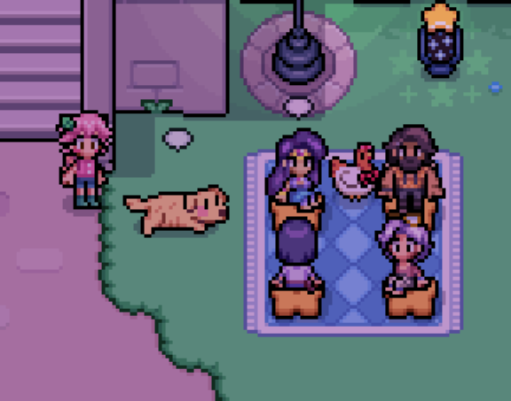 fraybury's tweet photo. This group is my favorite in the shooting star festival because they're all the more isolated residents of mistria... hayden and valen are lonely, juniper doesn't trust people, balor is both and they form their own circle here https://t.co/jwwg6lU0Y0
