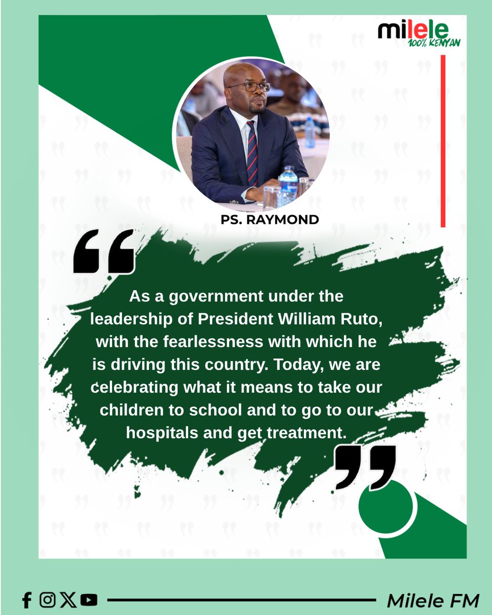 Milele_FM's tweet photo. As a government under the leadership of President William Ruto, with the fearlessness with which he is driving this country. Today, we are celebrating what it means to take our children to school and to go to our hospitals and get treatment.
PS. Raymond
#milele100percentkenyan https://t.co/VSI3FZuEMj