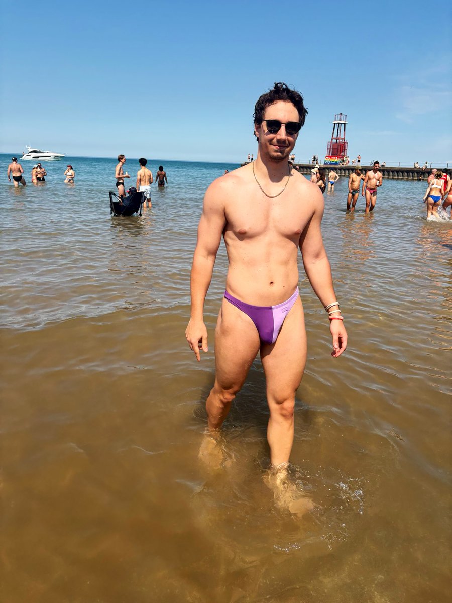 Drewspicschi's tweet photo. Wearing my absolute fave suit by @project_claude! Going to miss these beach days 😭 #thong #beach https://t.co/RftFN4TsVL
