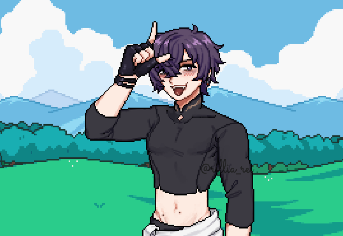 rillia_rei's tweet photo. First time trying out pixel art 🥺
Im glad that Shou is so into Fields of Mistria now 💜
#ArtoftheRogue https://t.co/AIf4BQgpca