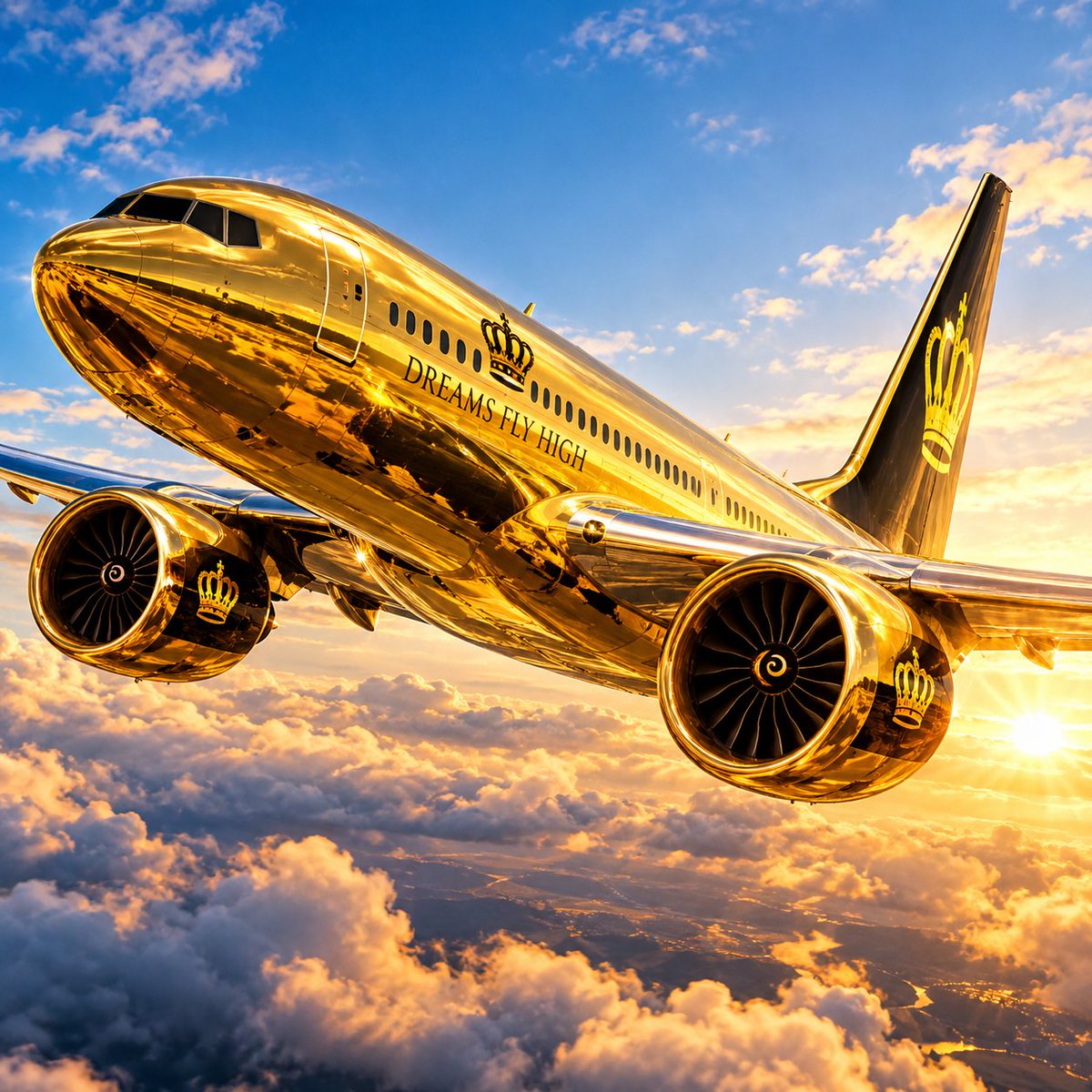 ibbcoolcash's tweet photo. Imagine boarding the most luxurious plane in the world… GOLD from nose to tail! 👑🔥

Would you fly on this golden jet if you had the chance? 😍

YES or NO? 👇 https://t.co/N7KJJJVNED