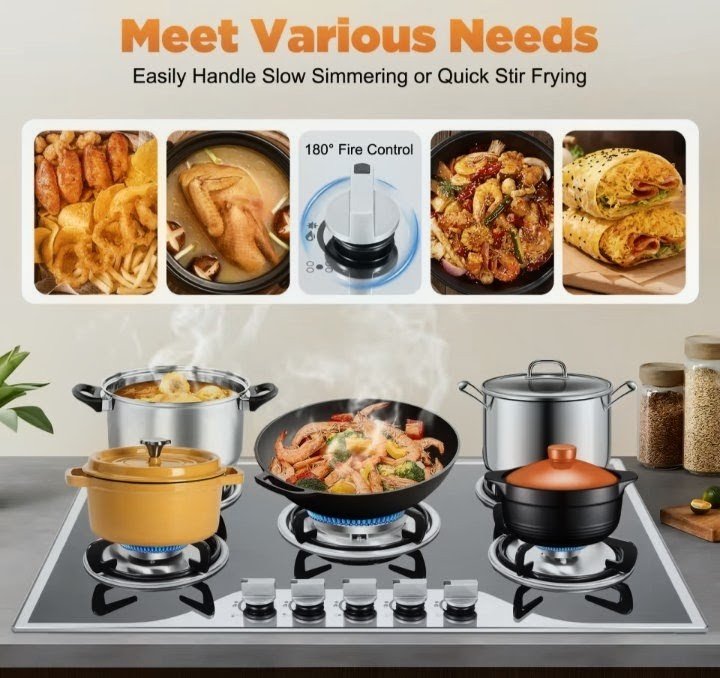 Shoop_Money's tweet photo. Built-in 5-burner gas cooktop with glass surface, 3 kW, dual-flame, high power, 63% energy savings; compatible with natural gas and LPG.

#CookieTop #KitchenGadgets #KitchenFinds #BakingLovers

https://t.co/eIRcYiEmfv https://t.co/TtKotuBQPY