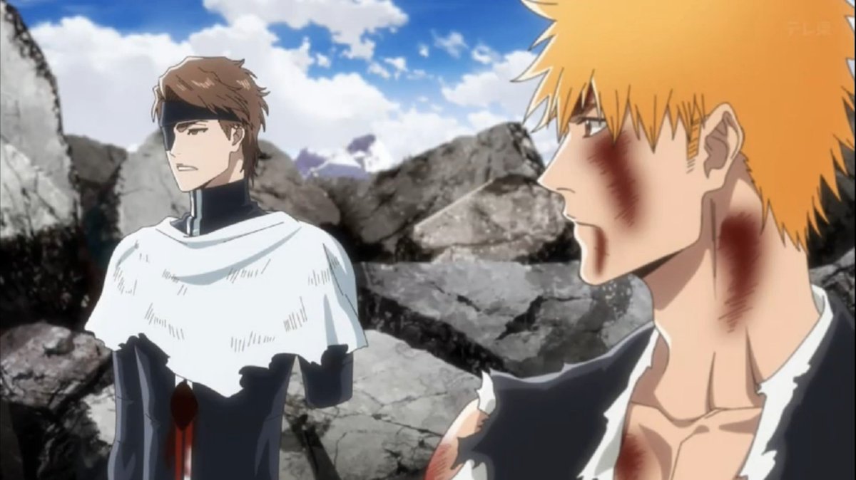 Okiru87's tweet photo. Mesmo sendo um momento MUITO breve, eu curto e curti demais ver o Aizen e Ichigo ("lutando juntos") dividindo o mesmo cenário no campo de batalha e cooperando contra o mesmo inimigo. Uma pena ter sido tão breve. #Bleach https://t.co/uSyZWsiUrk