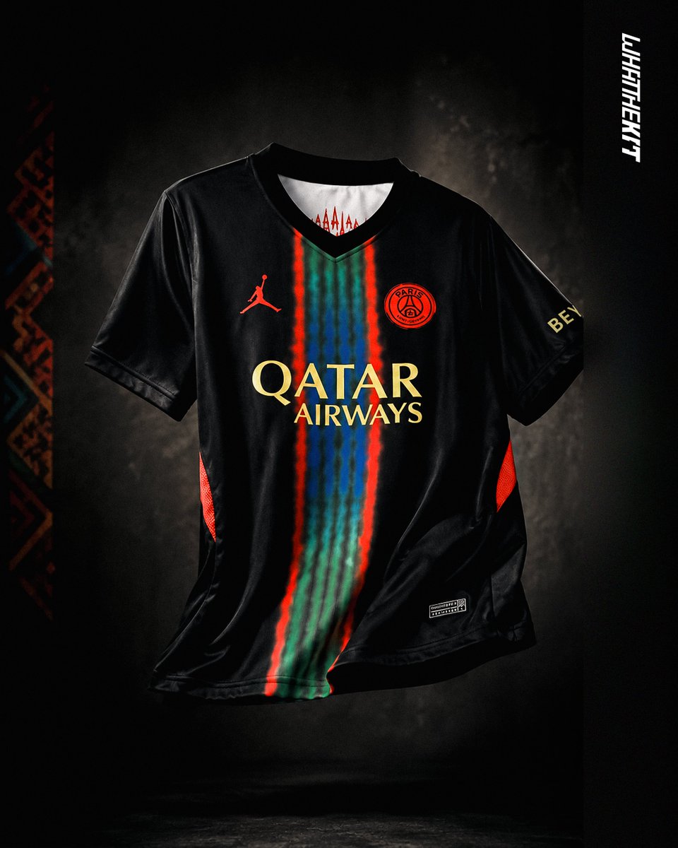 Footy_Headlines's tweet photo. 🖤 𝐃𝐞𝐦𝐛é𝐥é 𝐚𝐧𝐝 𝐃𝐨𝐮é 𝐢𝐧 𝐏𝐒𝐆 𝟐𝟔-𝟐𝟕 𝐓𝐡𝐢𝐫𝐝 𝐊𝐢𝐭

The kit features a striking look in black with a multicolored center stripe merging blue, green, and red, drawing inspiration primarily from vibrant Africa.

Mockup created by @whatthekit_x https://t.co/czEKVXNUQw