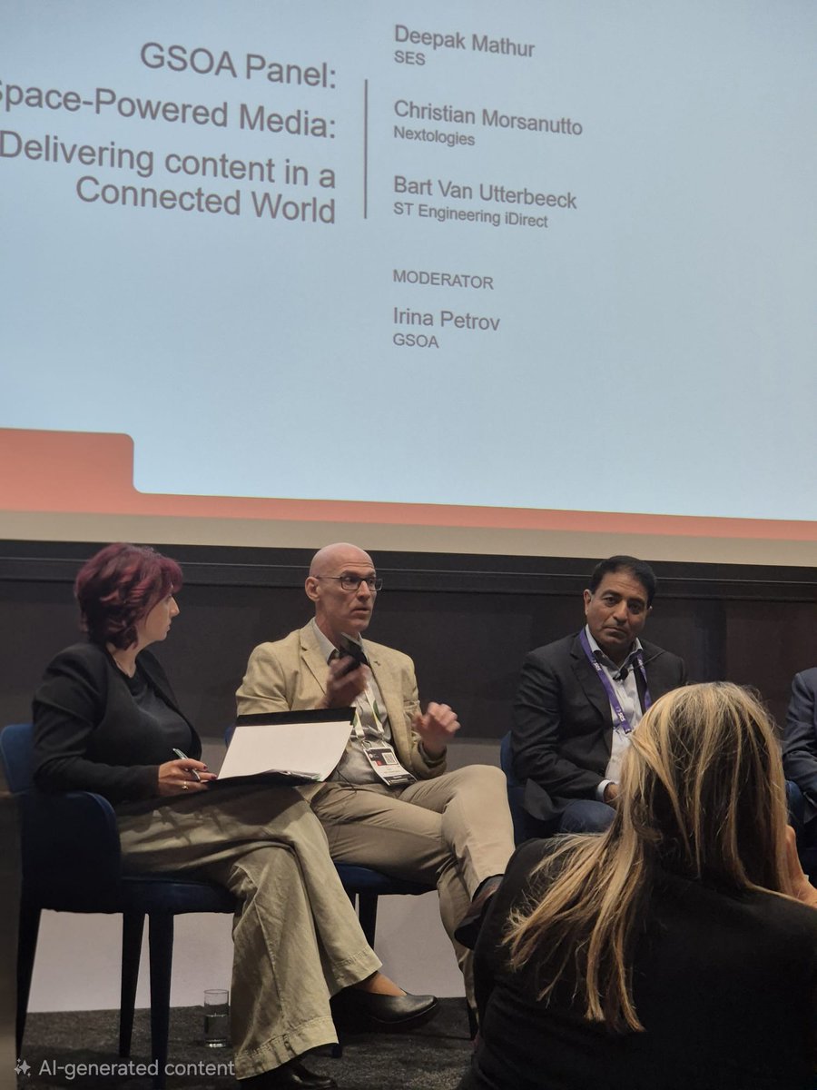 iDirect's tweet photo. During #IBC2026, our GM, LatAm, joined a @GSOA_sat panel alongside other experts where he shared his perspective on the evolving connectivity landscape.
Meet us in Room E105 to explore our leading solutions in satellite content delivery.
#STEngineering #IBCShow @IBCShow https://t.co/gU9Ctbax8Z