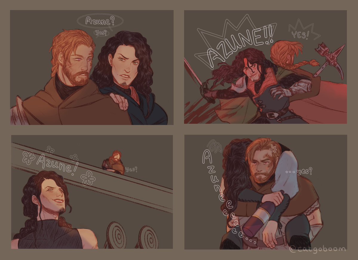 catgoboom's tweet photo. oh, you mean that scene from campaign 4, ep 28, timestamp 3:07:39; where they go “Azune?” / “Yes?” just once? i might have thought about it, yeah. 

please i am begging for a 50+ episode #azulien slowburn 😩🙌
#criticalrolefanart #sirjuliendavinos #azunenayar https://t.co/wAANSfS4KB