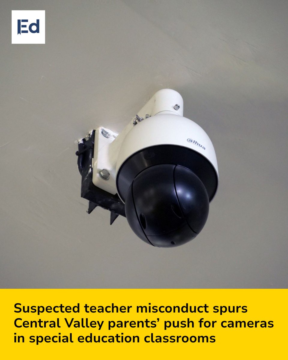 EdSource's tweet photo. Suspected teacher misconduct spurs Central Valley parents’ push for cameras in special education classrooms 

LEARN MORE: https://t.co/Xk7pkTO49z https://t.co/Rjw2FPhDWU